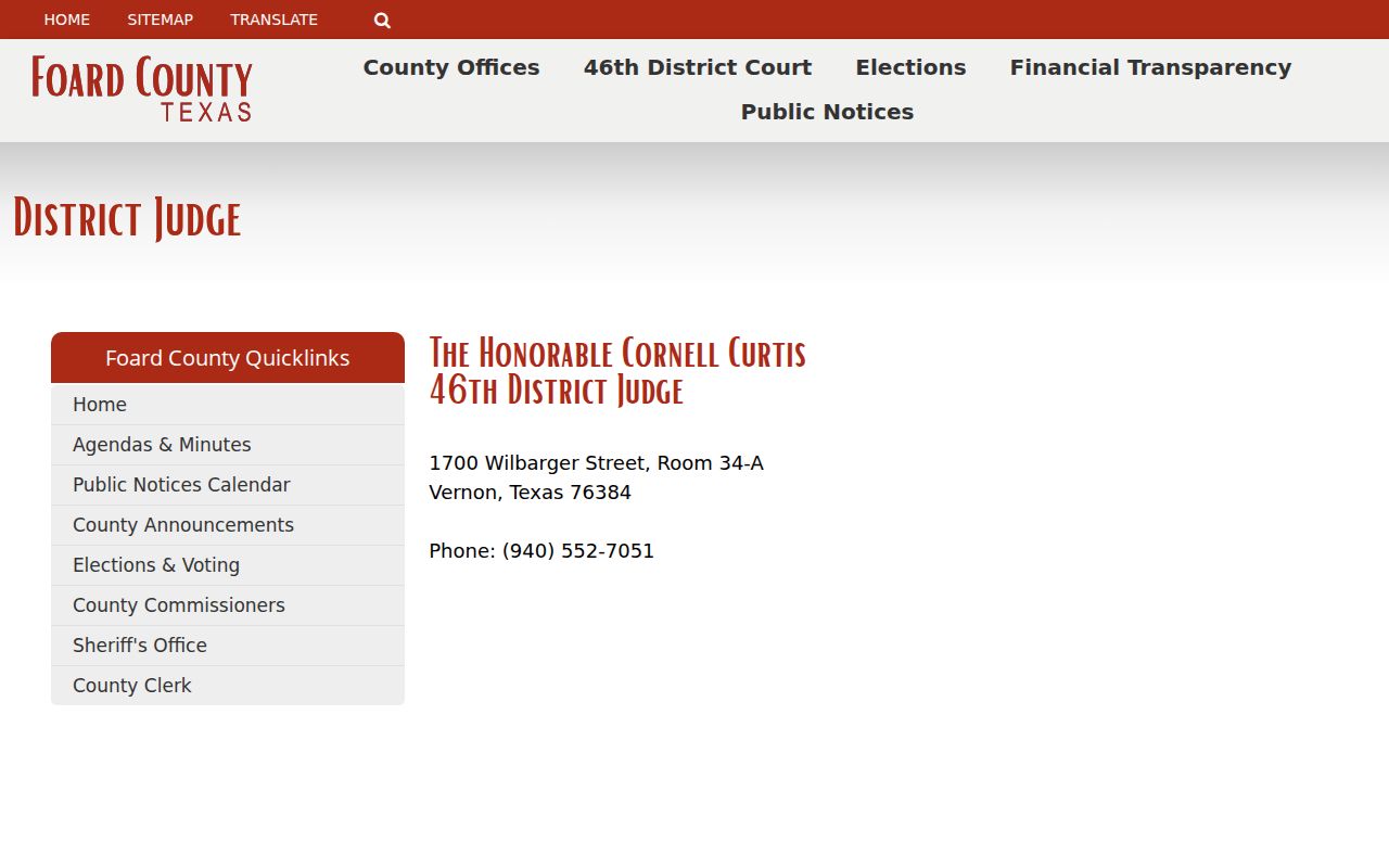 Foard County criminal court docket district court