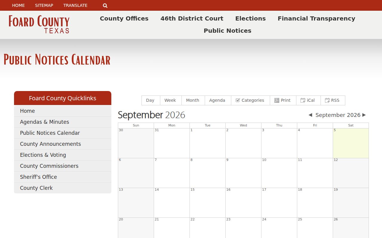 Foard County court schedule research showing public calendar controls