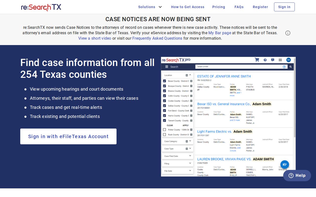 Foard County civil court docket search through statewide re:SearchTX